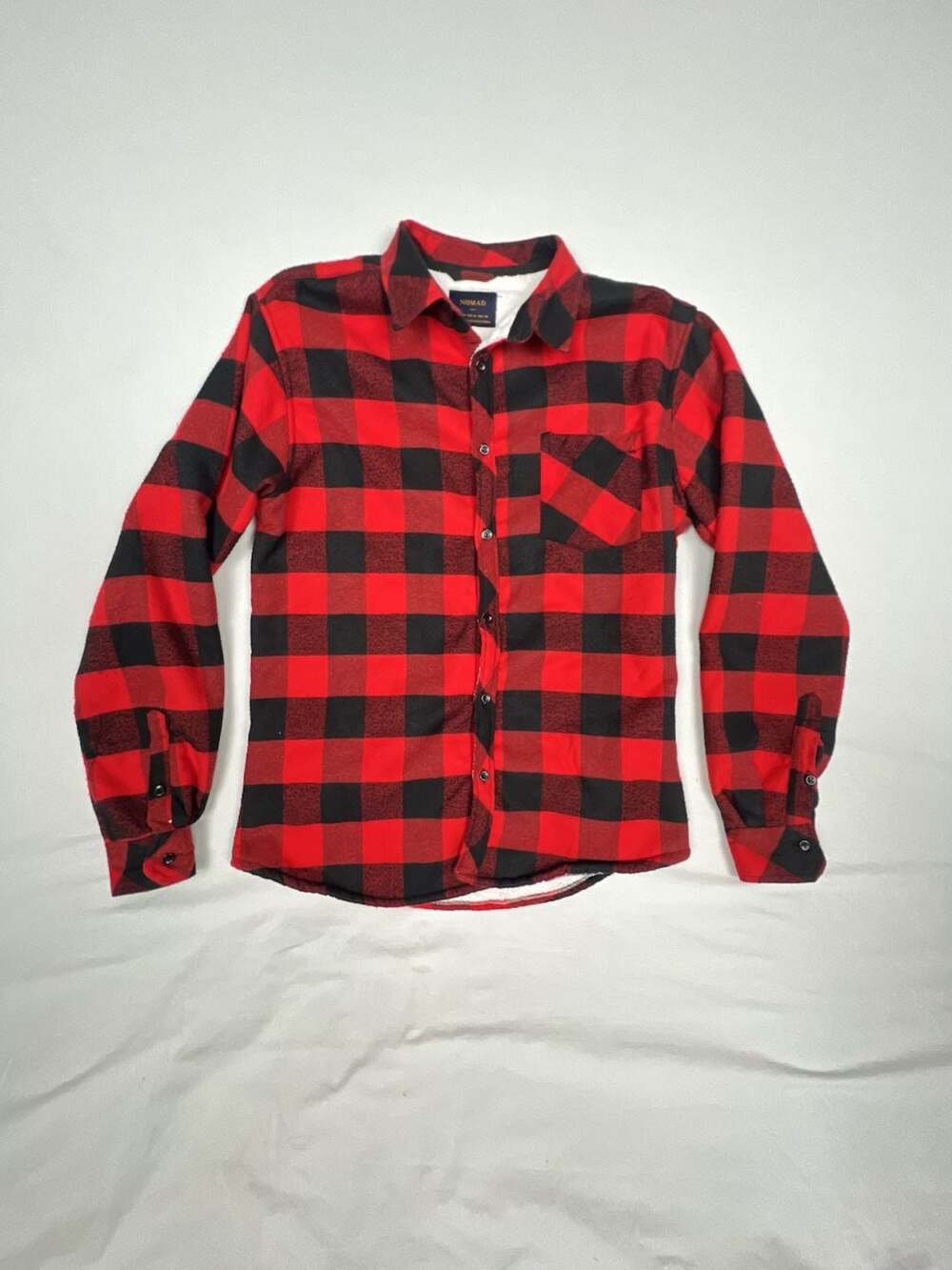 Nomad Red and Black Buffalo Plaid Sherpa-Lined Flannel Shirt Jacket